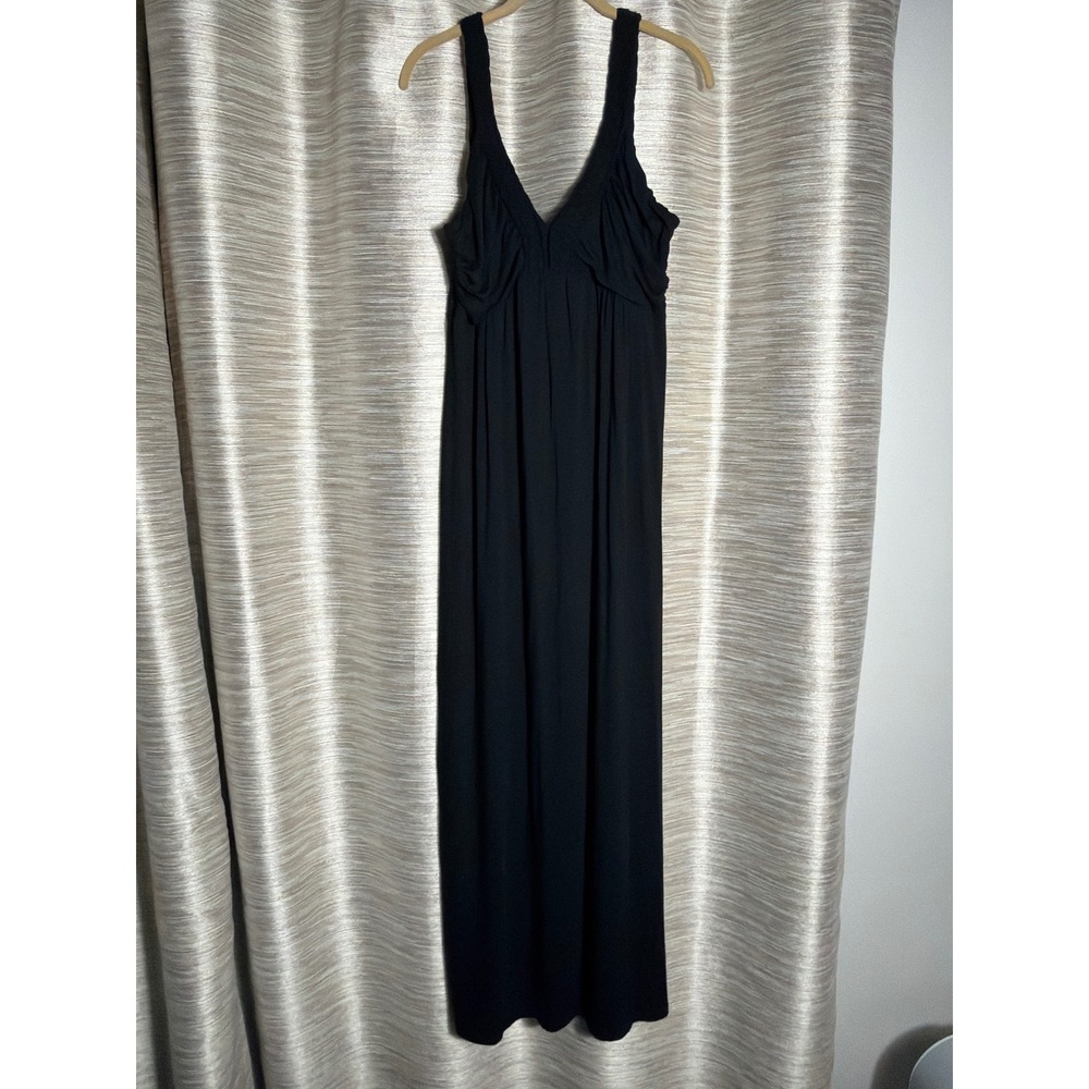 Design History Womens Braided Trim V Neck Maxi Dress‎ Onyx Black XL 93894S